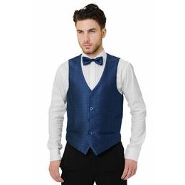 Blaue Herren Weste mit Fliege und Einstecktuch