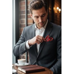 Férfi kék pamut díszzsebkendő, fehér pöttyökkel