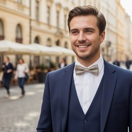 Muszka w kolorze łososiowym z poszetką