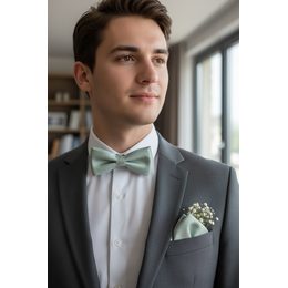 Šedý bavlněný motýlek s puntíkem