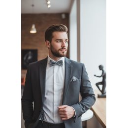 Papion barbatesc alb cu margini negre