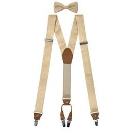 Set zlaté pánske traky s motýlikom a vreckovkou