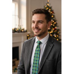 Бяла памучна вратовръзка - евкалипт