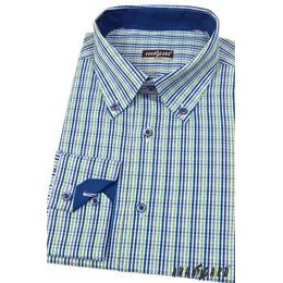 Cămașă bărbați Slim Fit cub albastru-verde