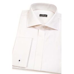 Cămașă crem Slim Fit cu nasturi acoperiți