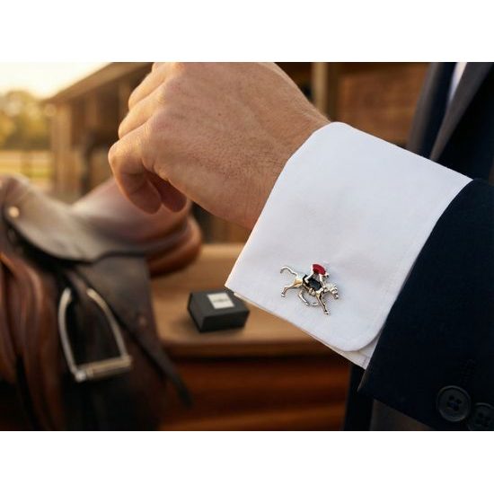 Silberne Manschettenknöpfe Jockey