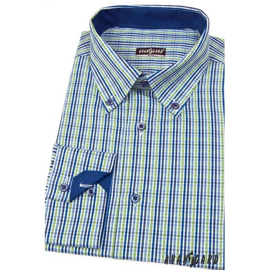 Cămașă bărbați Slim Fit cub albastru-verde