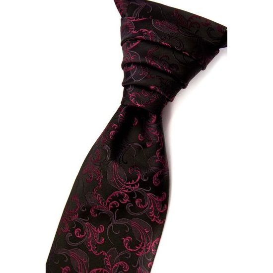Cravata de nunta neagra cu ornamente fucsia