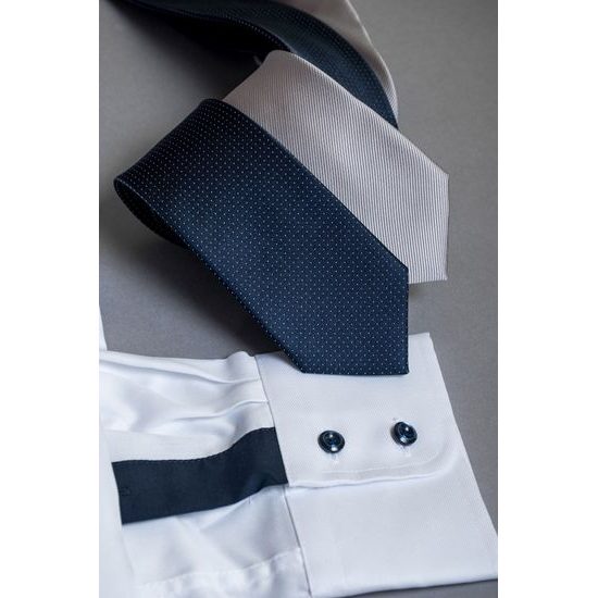 Cămașă bărbați albă Slim Fit cu accesorii albastre