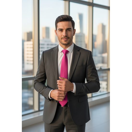 Męski krawat w kolorze fuksji matowym