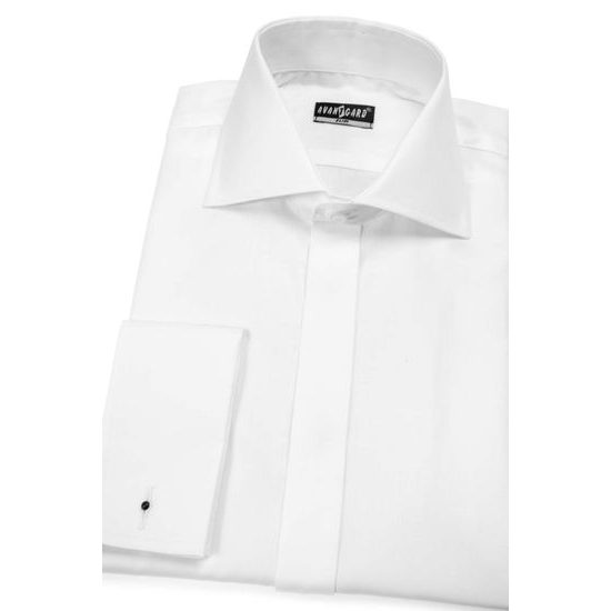 Slim Fit риза с покрити копчета, бяла 100% памук