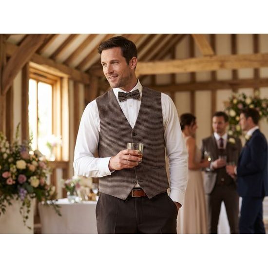 Hnedá pánska vesta s motýlikom