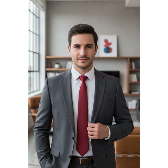 Матова мъжка вратовръзка в цвят бордо