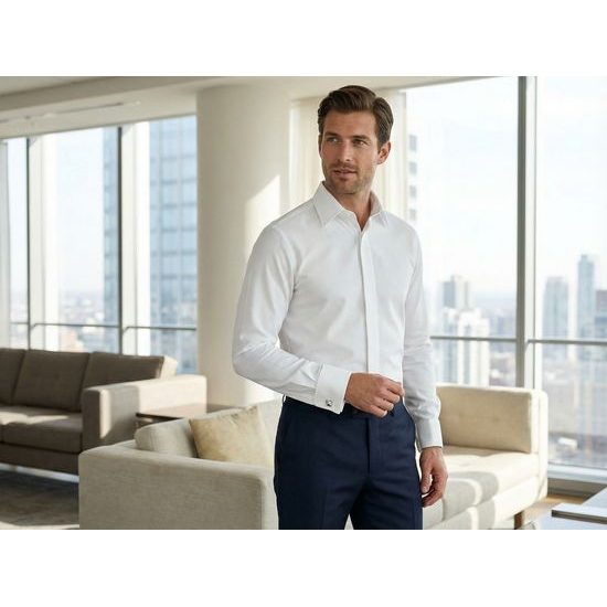 Cămașă pentru bărbați Slim Fit, albă netedă