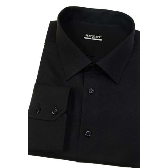 Cămașă neagră Slim Fit, bumbac neted