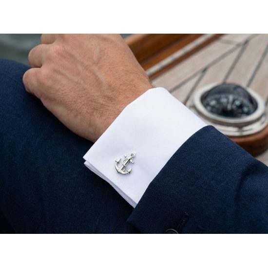 Manschettenknöpfe mit silbernem Anker