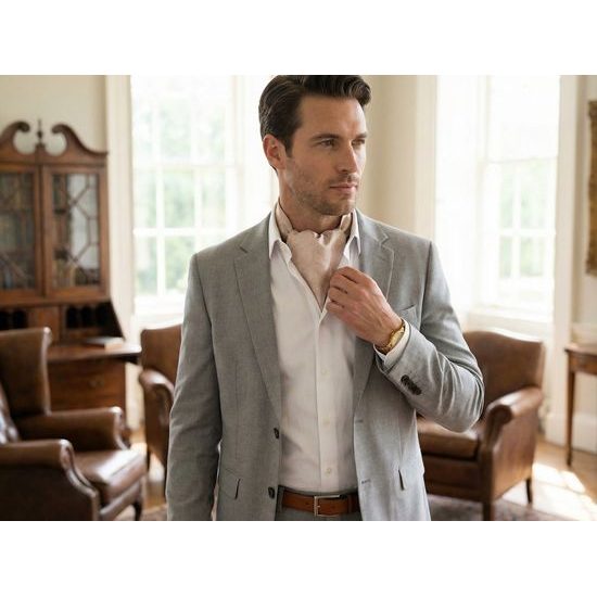 Ascot bej deschis din mătase cu model paisley