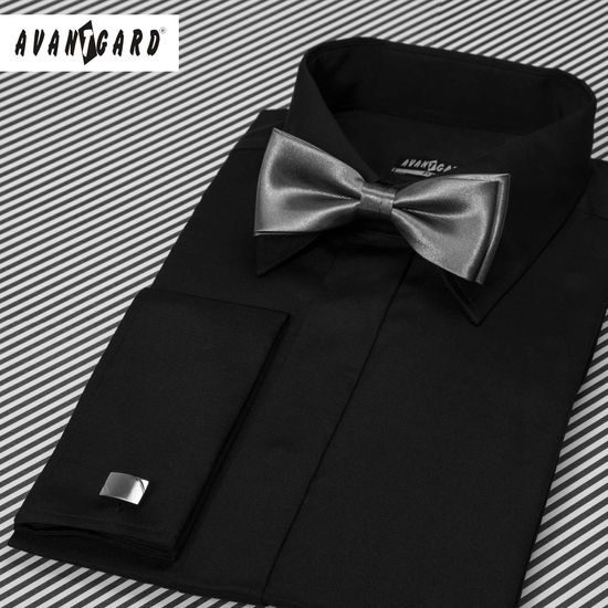 Fekete rejtett gombolású slim fit férfiing