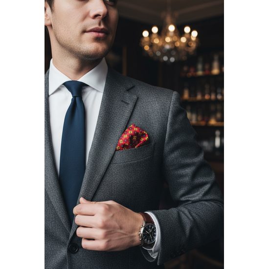 Einstecktuch rot gelbe Blüte