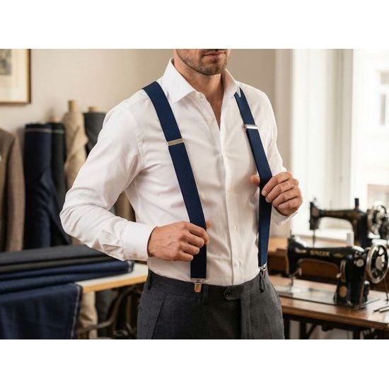 Široké nastavitelné traky tmavomodrej farby