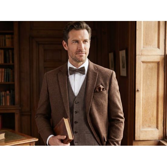 Hnedá pánska vesta s motýlikom