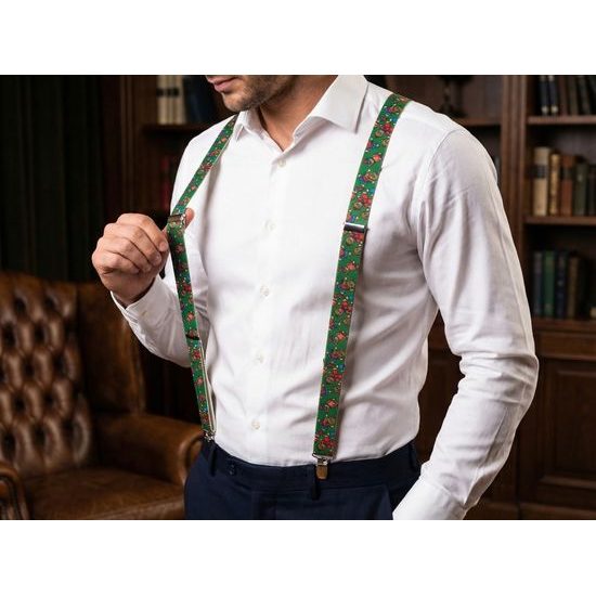 Grüne Herren Hosenträger mit Teddybär