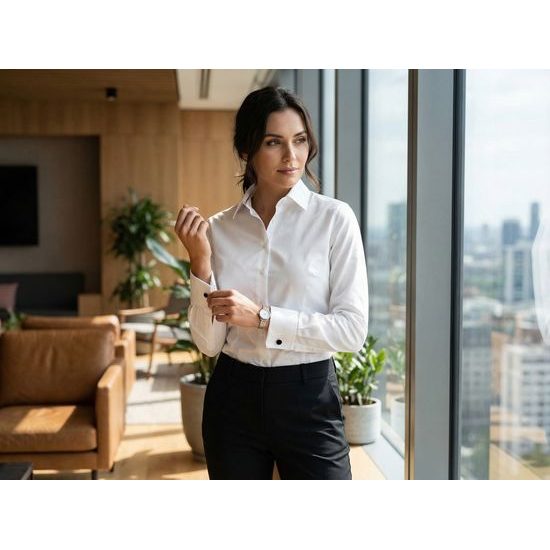 Biela dámska košeľa na manžetové gombíky