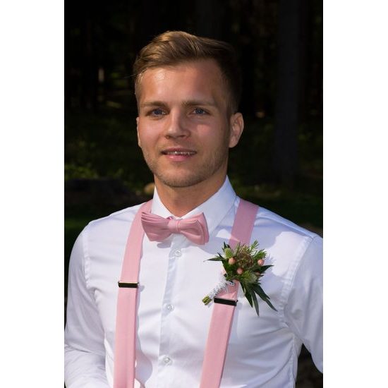 Motýlek s kapesníčkem pudrová růžová