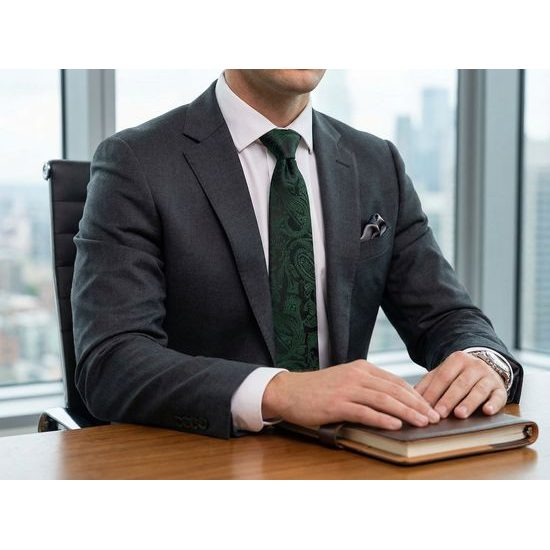 Sötétzöld paisley nyakkendő