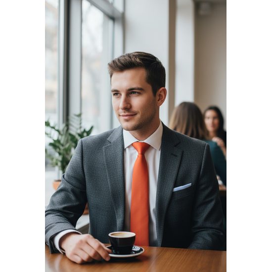 Cravată portocalie închisă mată