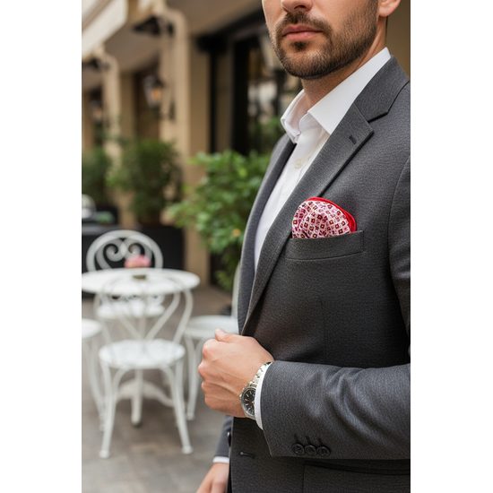 Einstecktuch rot kleines Muster