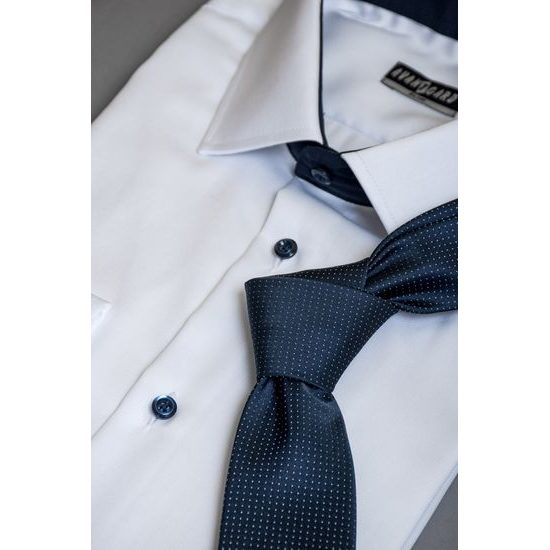 Cămașă bărbați albă Slim Fit cu accesorii albastre