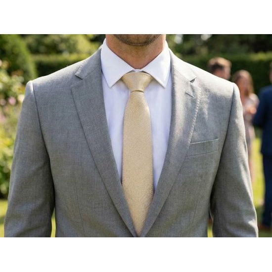 Svetlobéžová kravata so zlatistým nádychom