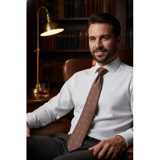 Hellbraune Krawatte mit Tupfen