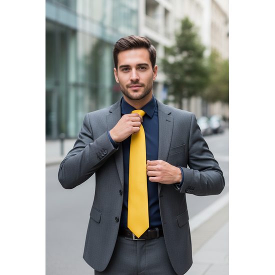 Křiklavě žlutá matná pánská kravata