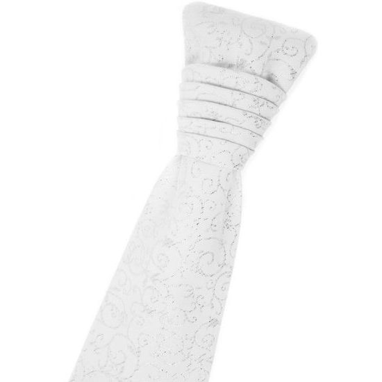 Bílá francouzská kravata s lesklými ornamenty