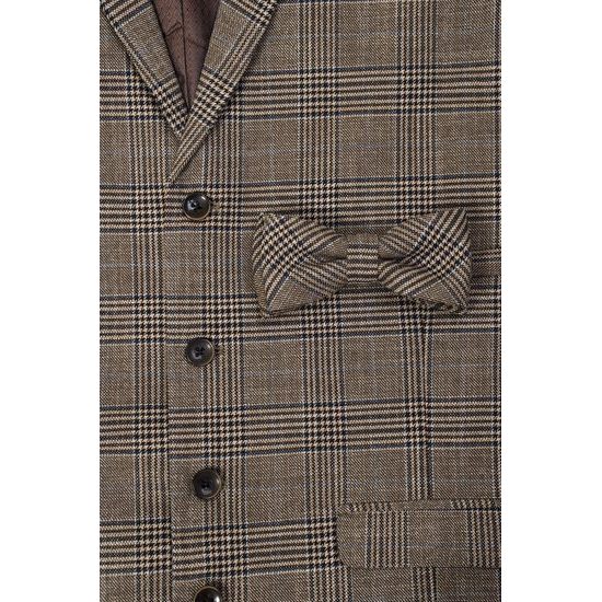 Férfi mellény csokornyakkendővel – elegáns kockás szett