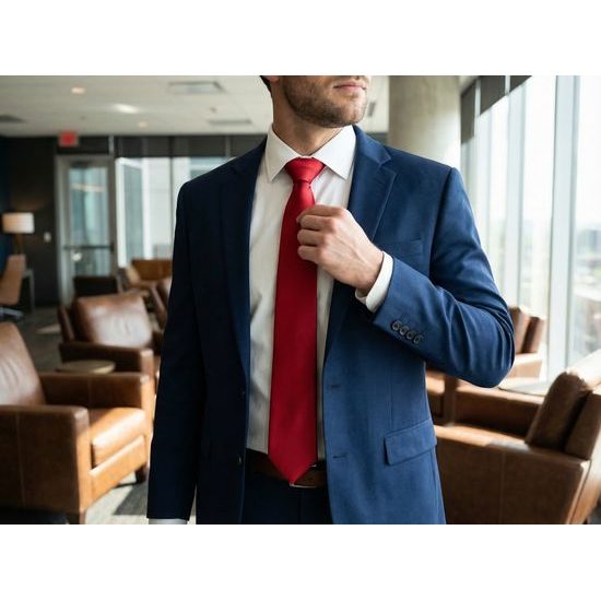 Cravată roșie netedă pentru bărbați