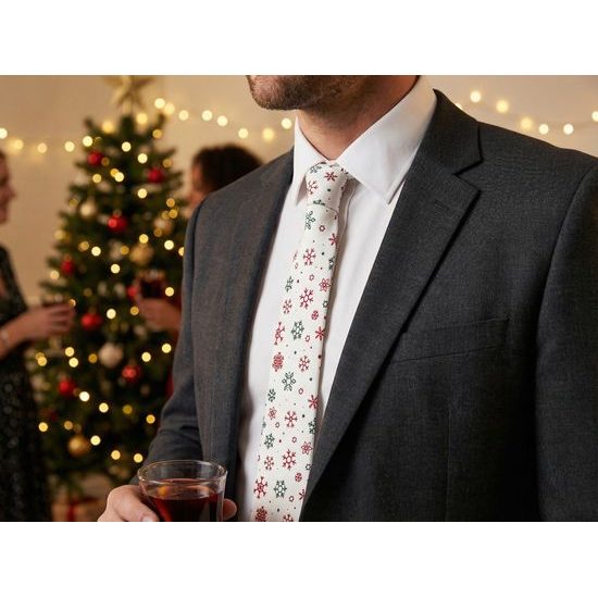 Bavlnená kravata so snehovými vločkami