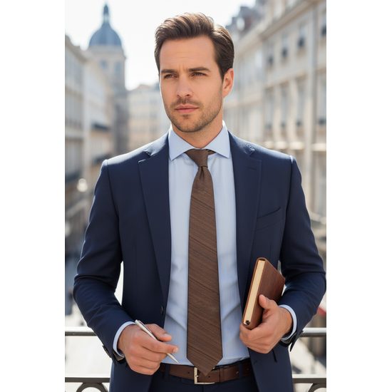 Cravata maro cu dungi fine