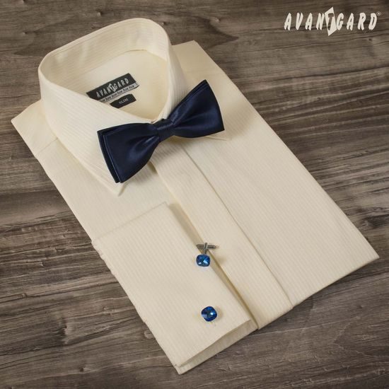 Herren Hemd SLIM beige mit schmalem Streifen