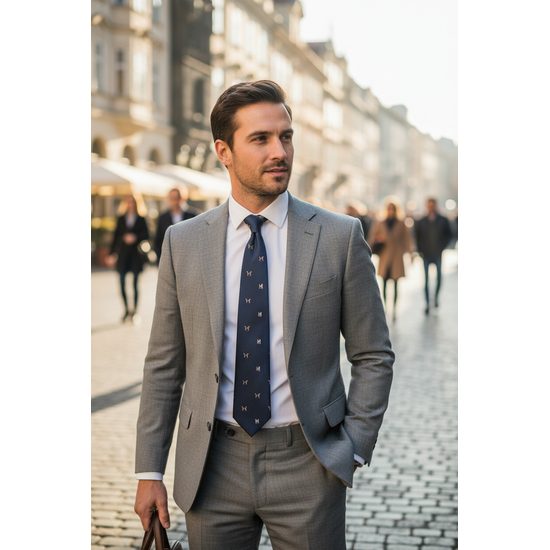 Kék nyakkendő barna kutya