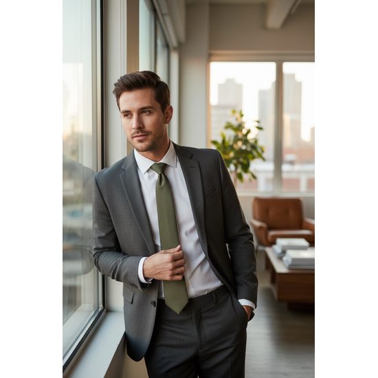 Krawat w kolorze oliwkowo-zielonym