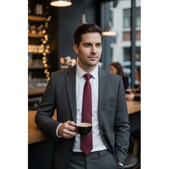 Krawat męski w kolorze burgundowym