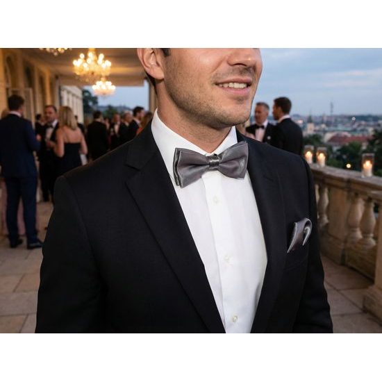 Błyszcząca męska muszka grafitowa