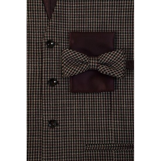 Hnedá pánska vesta s motýlikom