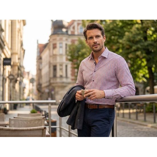 Hemd SLIM rot blau kariert