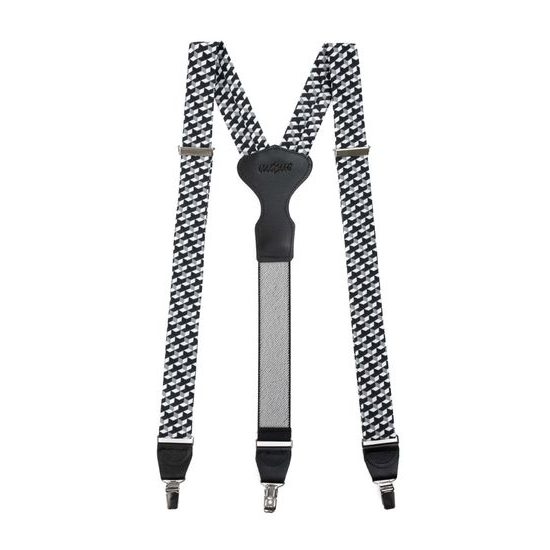 Schwarz-Weiß-Hosenträger mit Metallclips