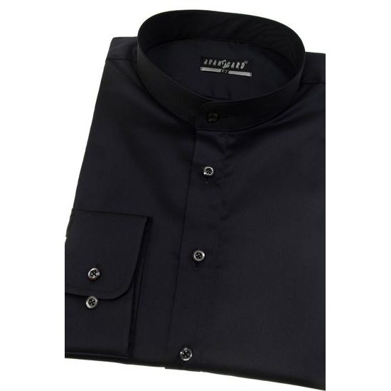 Fekete férfi ing állógallérral