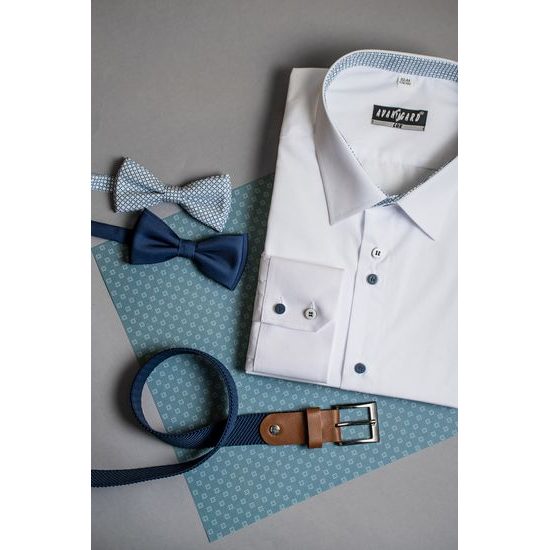 Elastischer Herrengürtel blau mit braunem Leder